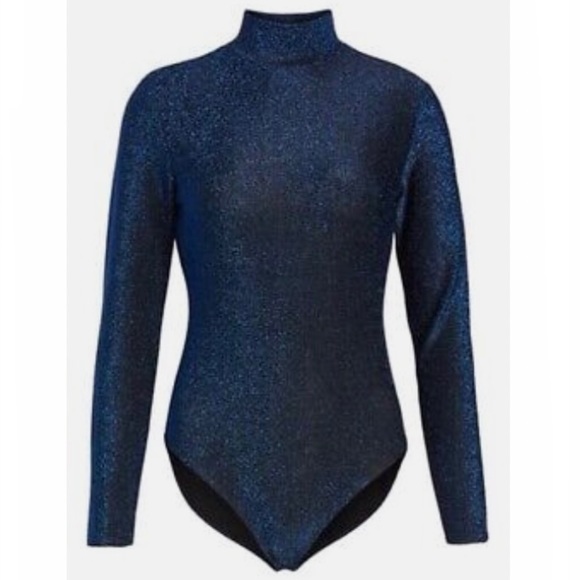 NWT BLANKNYC Denim Star Woman Shimmer Mock Neck Bodysuit - Picture 4 of 12